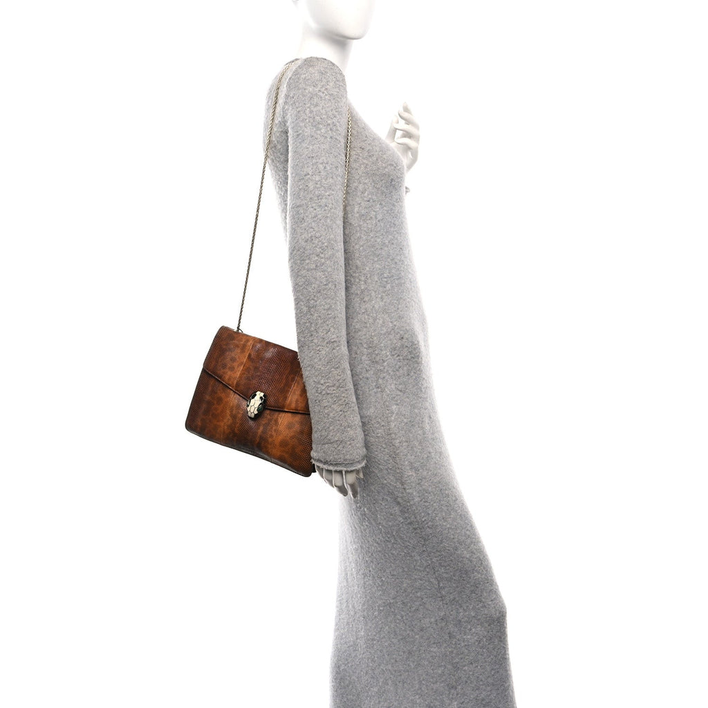 Karung Serpenti Forever Medium Shoulder Bag Brown