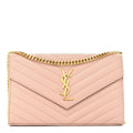 Grain De Poudre Matelasse Chevron Monogram Chain Wallet Pale Pink