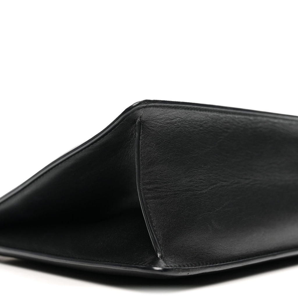 Smooth Calfskin Medium Clasp Shoulder Bag Black