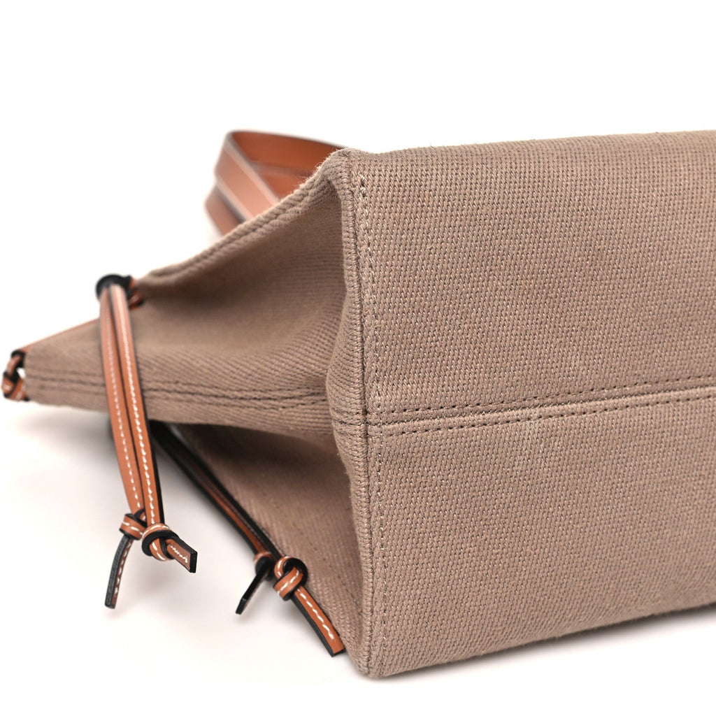 Canvas Calfskin Cushion Tote Taupe