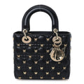 Lambskin Cannage Butterfly Studs Small Lady Dior Black
