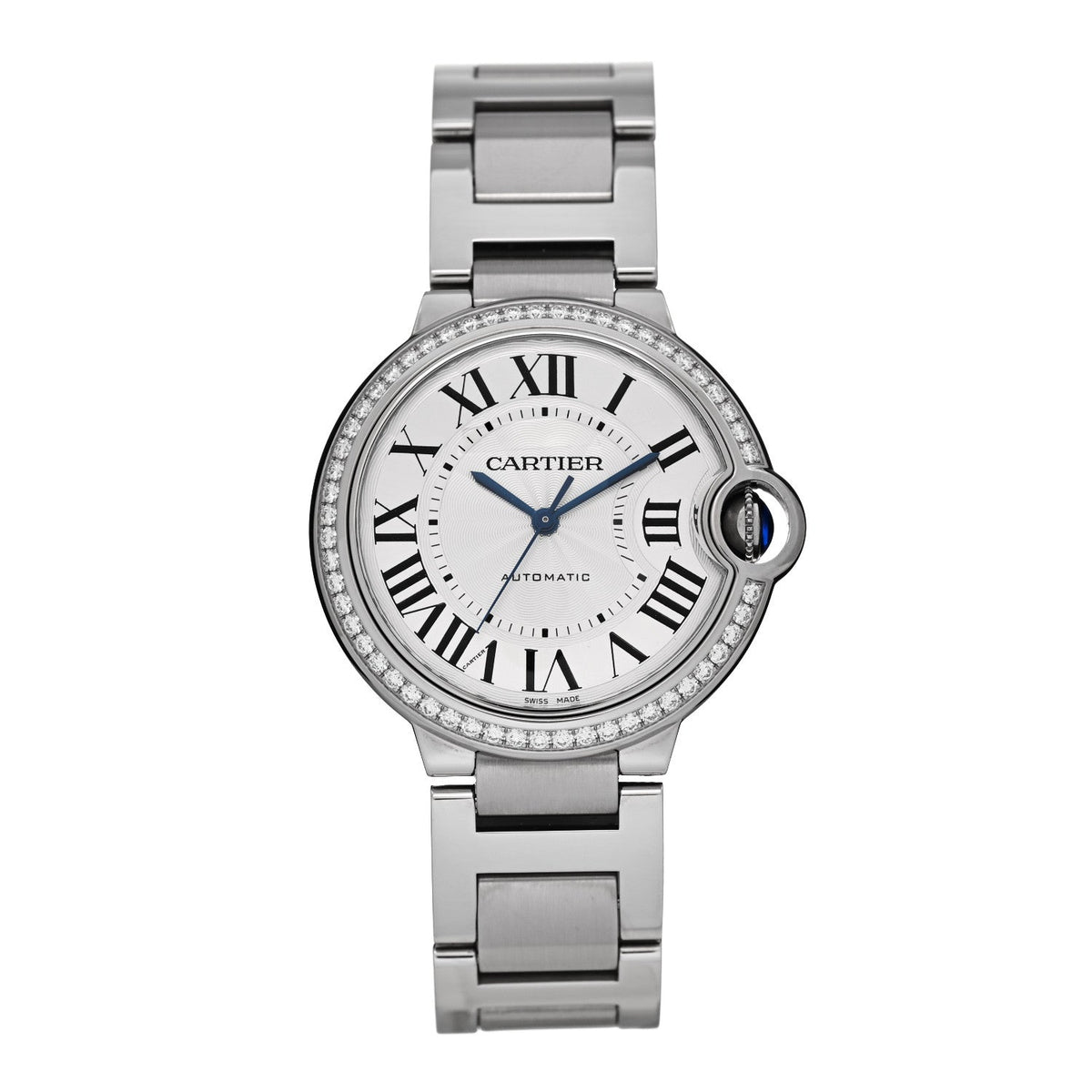 Stainless Steel Diamond Bezel 36mm Ballon Bleu De Cartier Automatic Watch