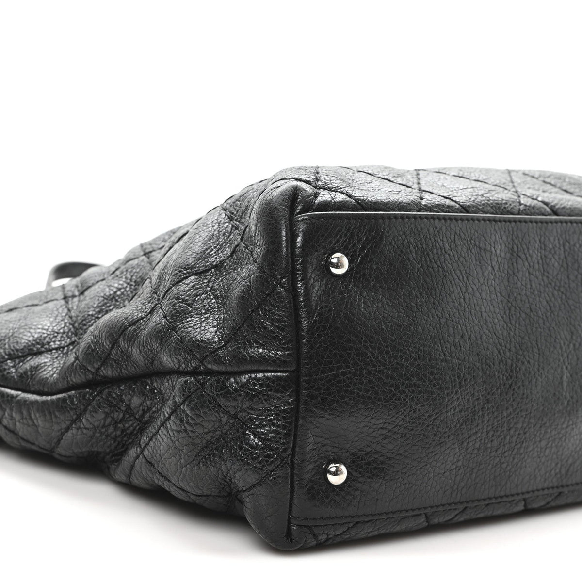 Glazed Calfskin Large On The Road Tote Black