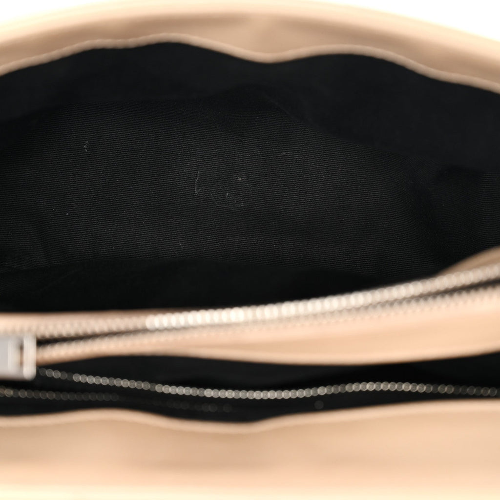Calfskin Y Quilted Monogram Medium Loulou Chain Satchel Nude Powder