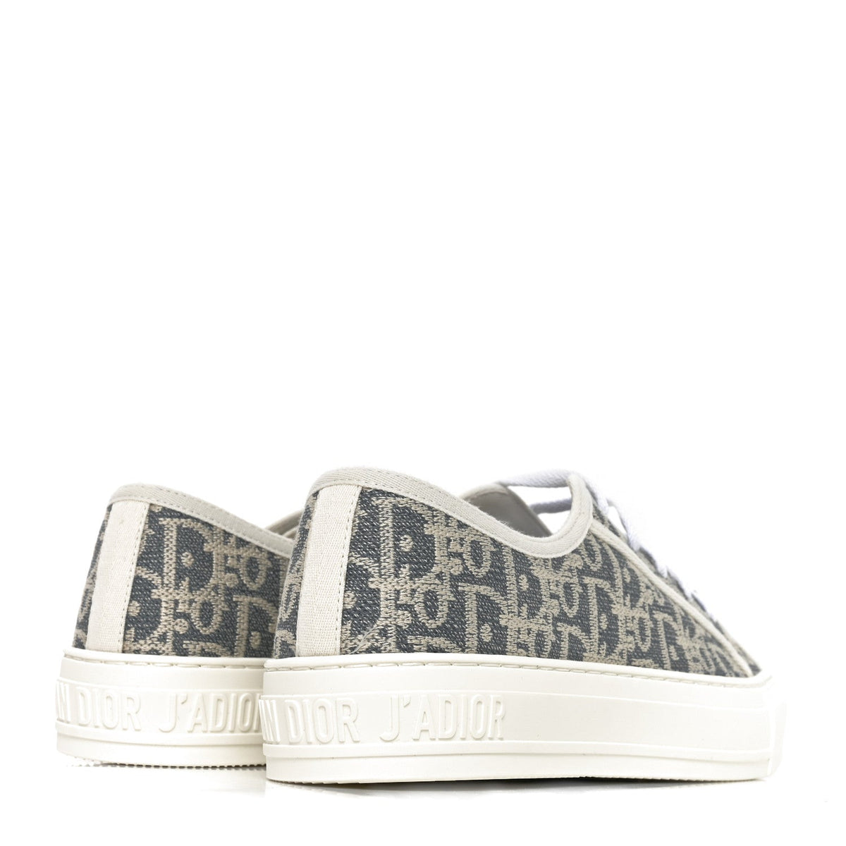 Oblique Chambray Raffia Effect Walk'N'Dior Low Top Sneakers 37 Blue Light Biscuit