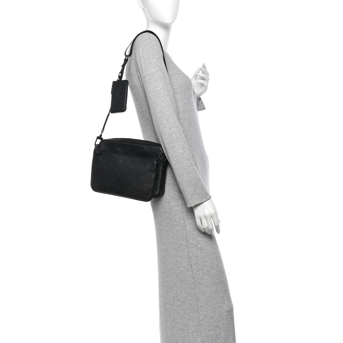 Calfskin Monogram Shadow Trio Messenger Black