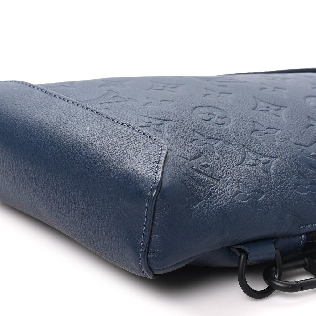 Calfskin Shadow Monogram Duo Slingbag Navy