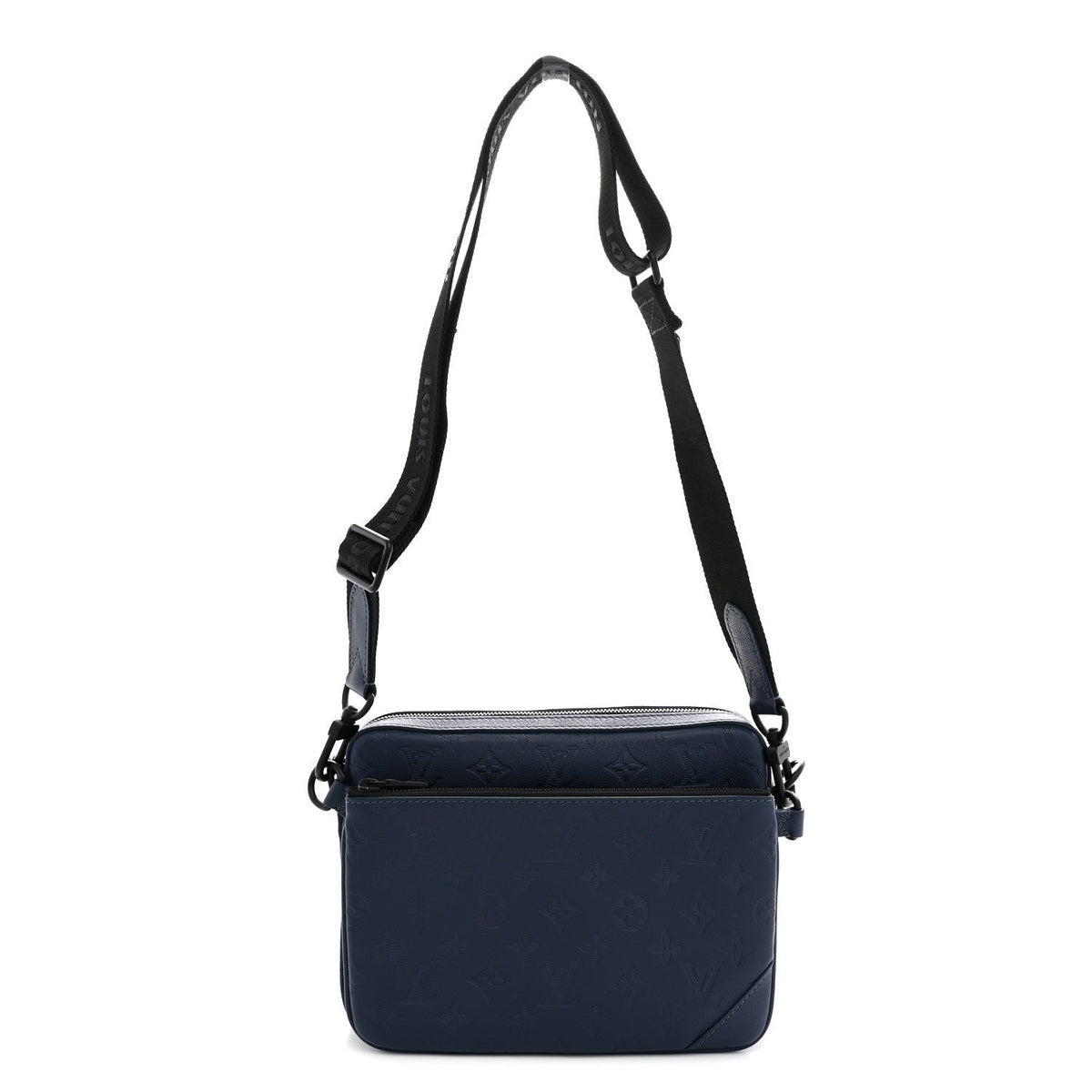 Calfskin Monogram Shadow Trio Messenger Navy
