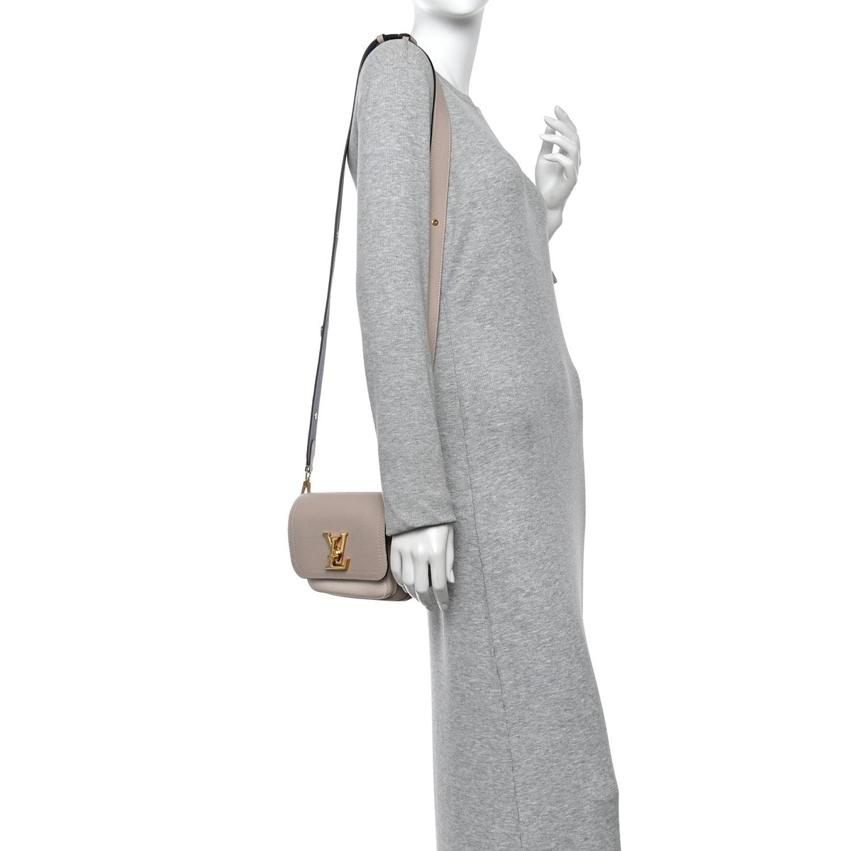 Grained Calfskin Lockme Tender Greige