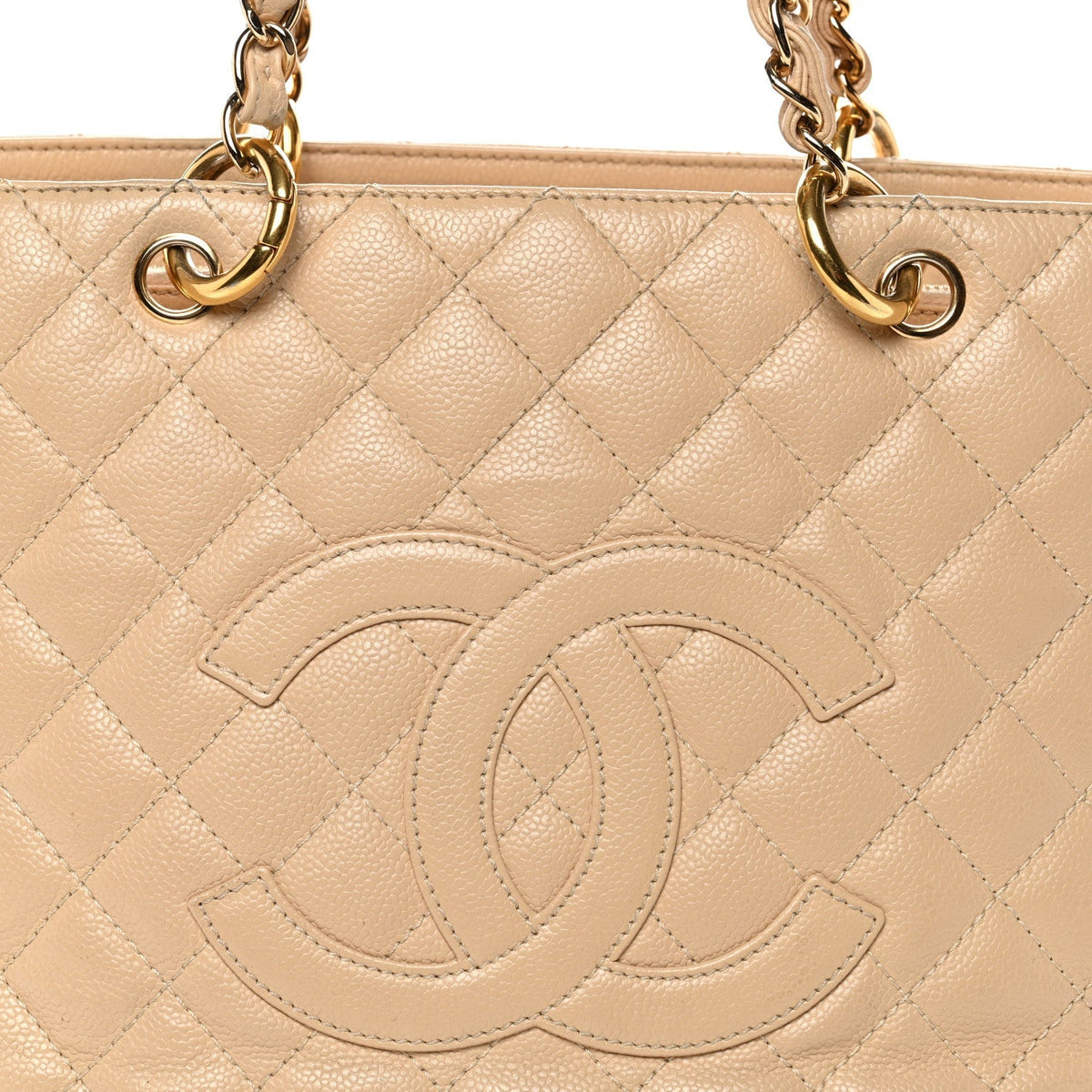 Caviar Quilted Grand Shopping Tote GST Beige
