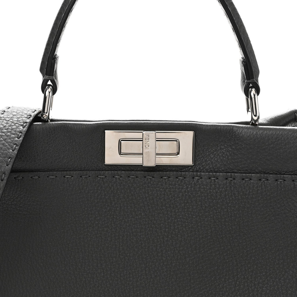 Cuoio Romano Selleria Bi-Color Medium Peekaboo Iconic Satchel Asphalt Milk