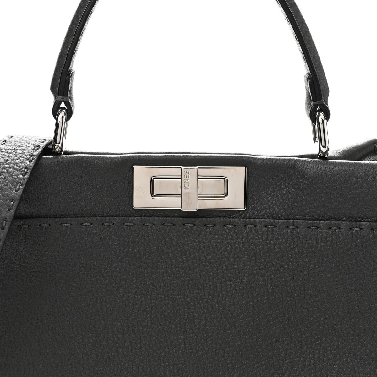 Cuoio Romano Selleria Bi-Color Medium Peekaboo Iconic Satchel Asphalt Milk