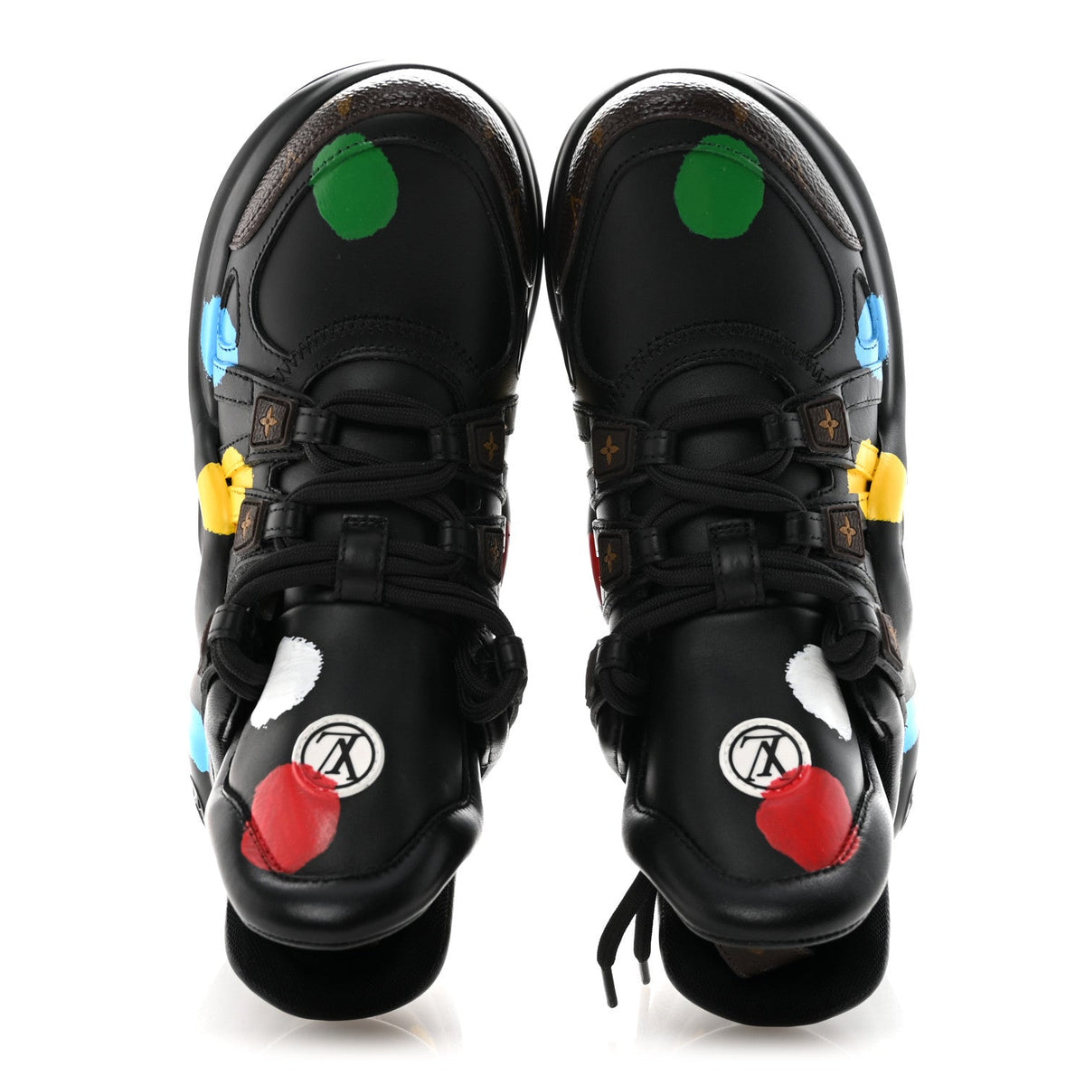 X YK Calfskin Patent Monogram Archlight Sneakers 37 Black