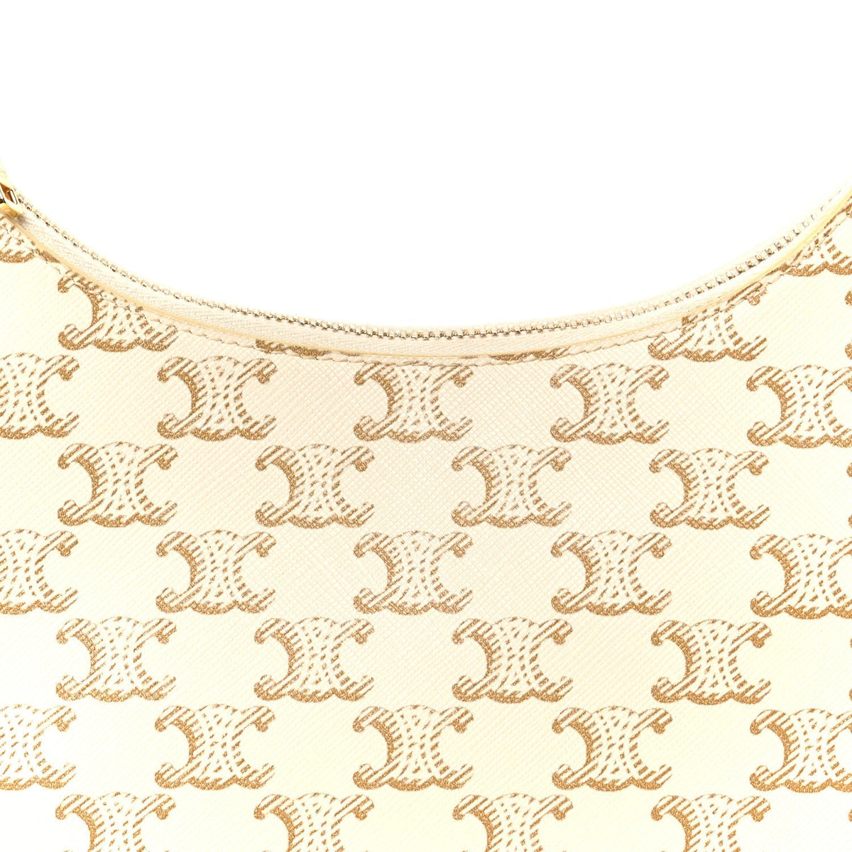 Canvas Calfskin Ava Triomphe Shoulder Bag White