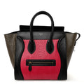 Snakeskin Smooth Calfskin Mini Tri-Color Luggage Fuchsia