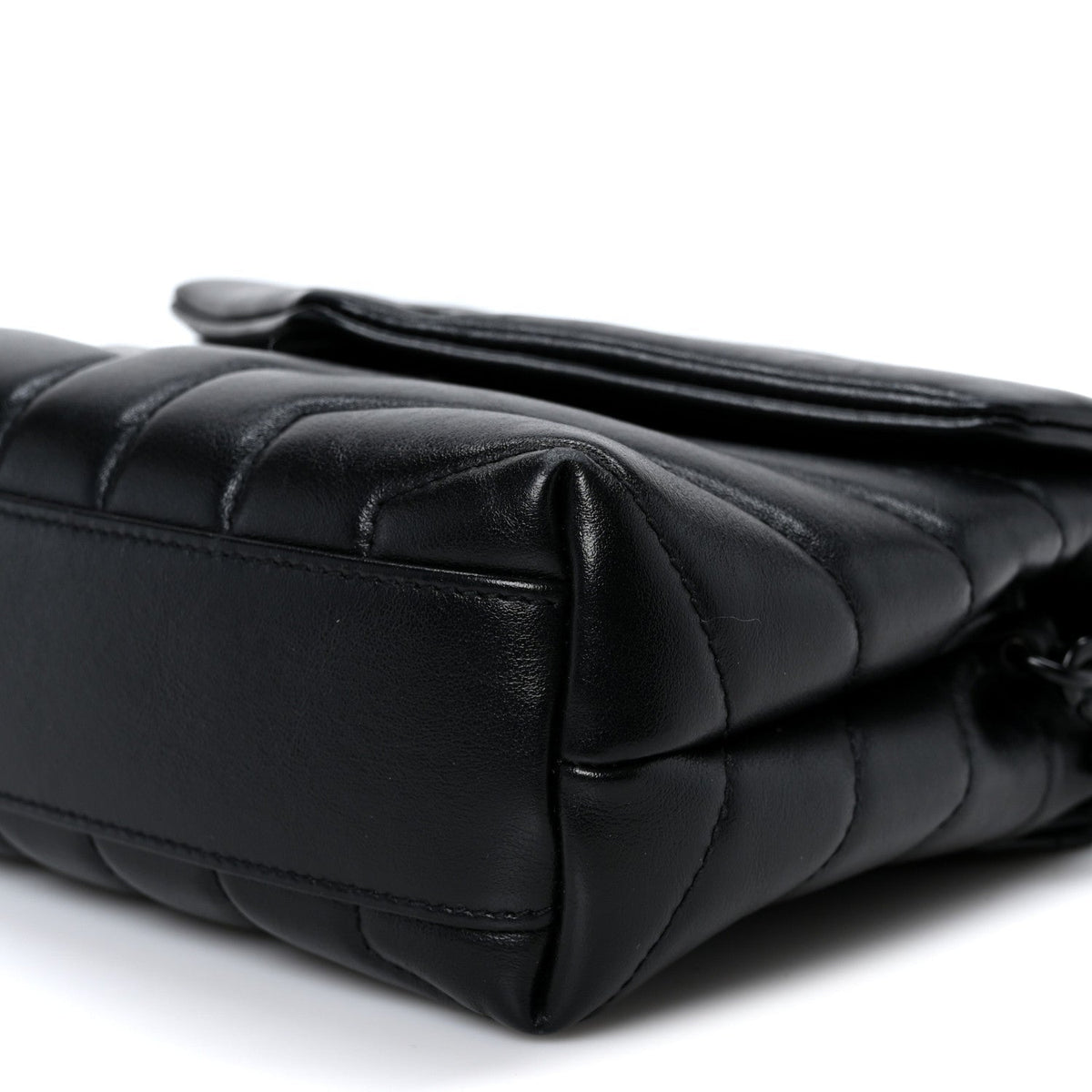 Calfskin Y Quilted Monogram Monochrome Toy Loulou Crossbody Bag Black