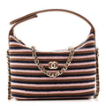 Crochet Lambskin Coco Crochet Hobo Clutch With Chain Brown Pink Navy