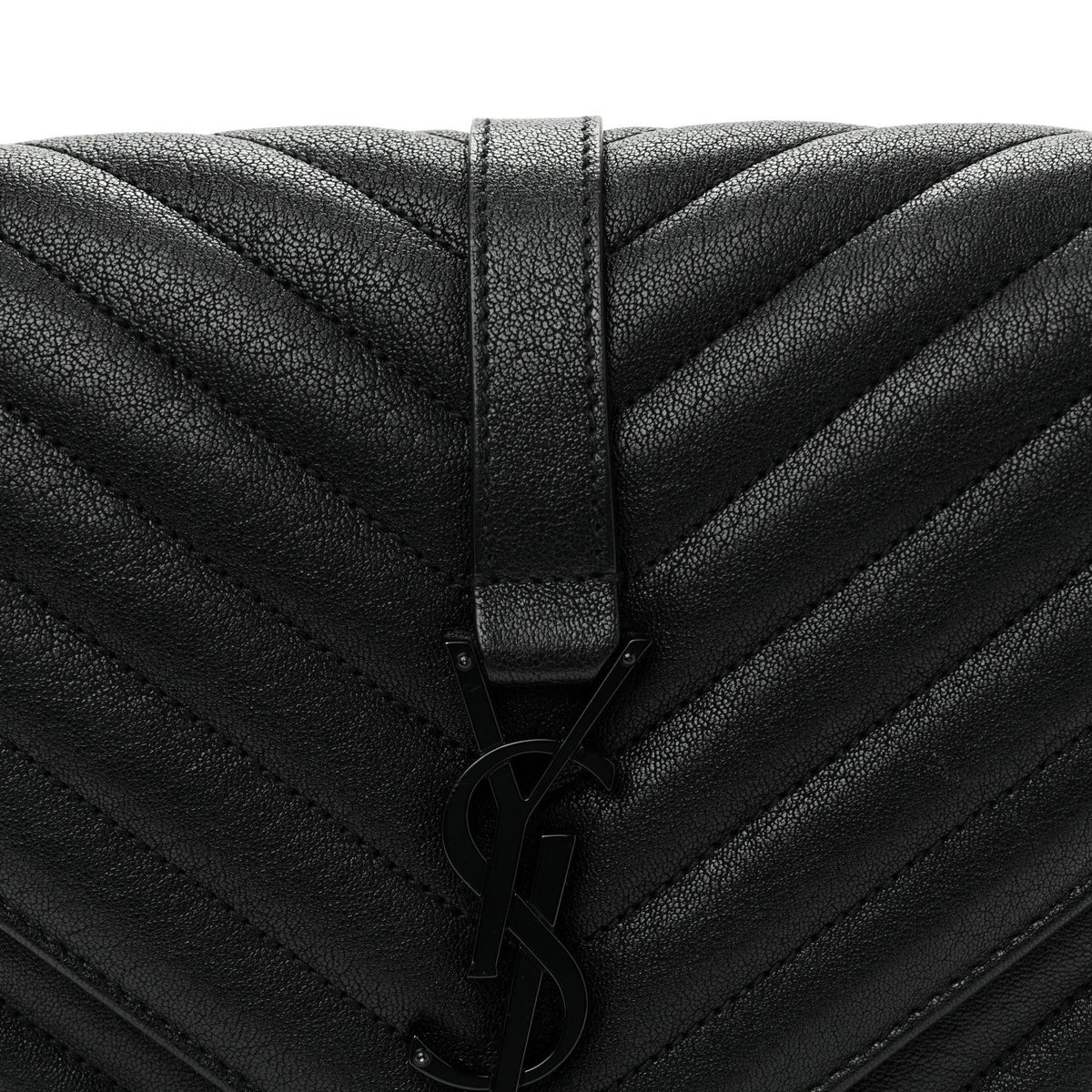Sheepskin Matelasse Chevron Monogram Monochrome Medium College Bag Black