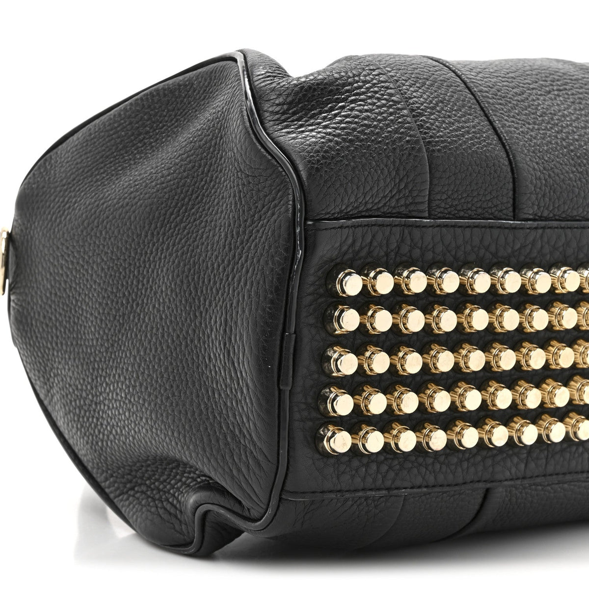 Pebbled Lambskin Rocco Black Pale Gold Hardware