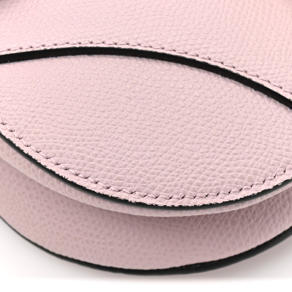 Grained Calfskin Mini Saddle Bag Light Pink