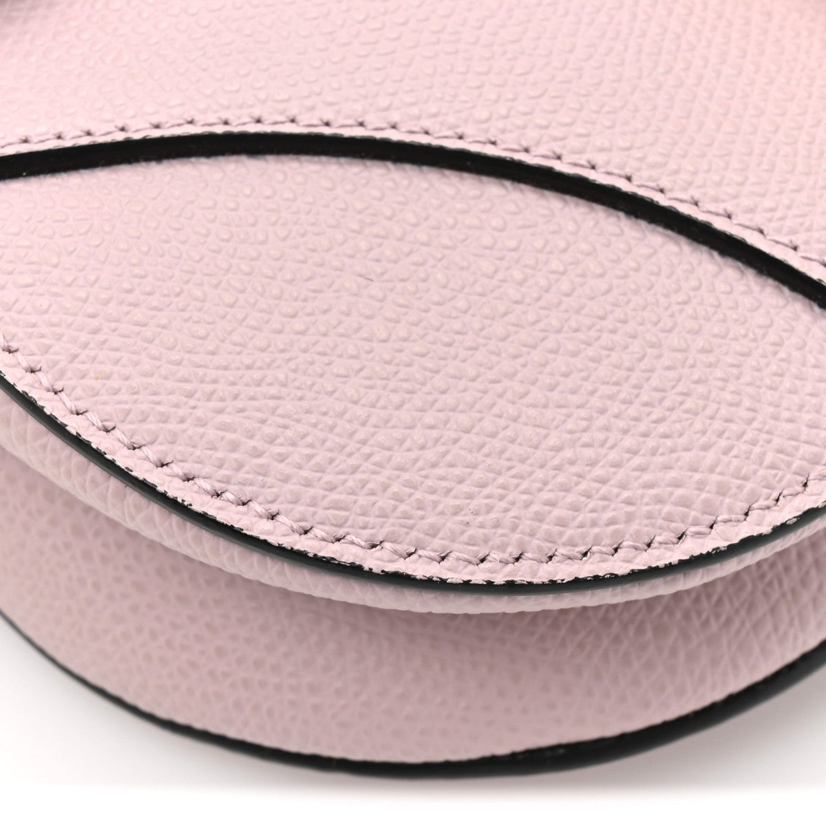 Grained Calfskin Mini Saddle Bag Light Pink