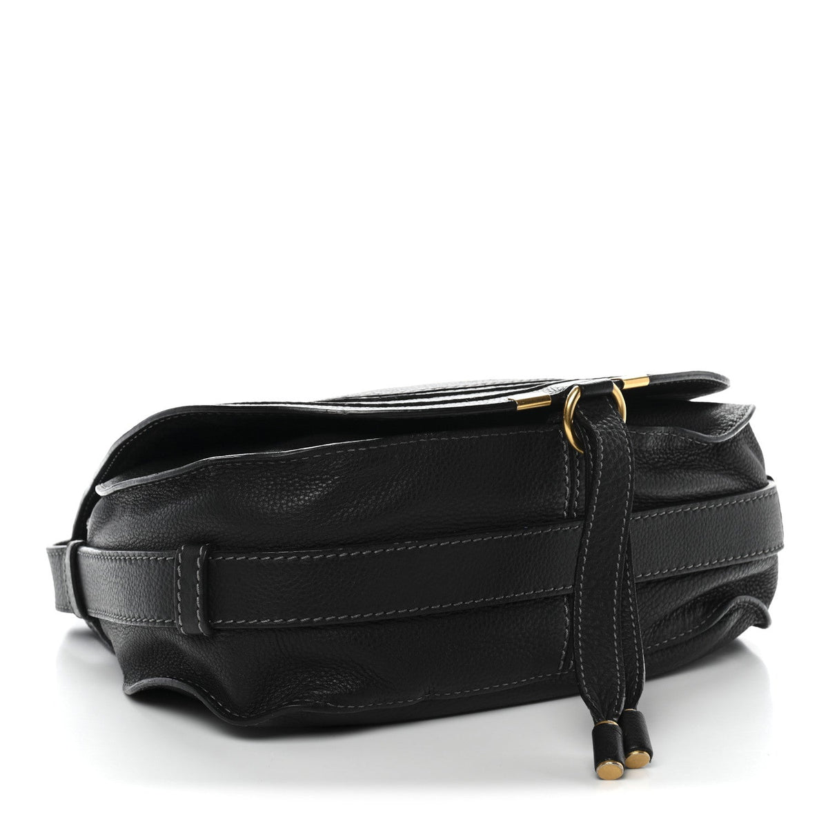Calfskin Medium Marcie Round Crossbody Bag Black