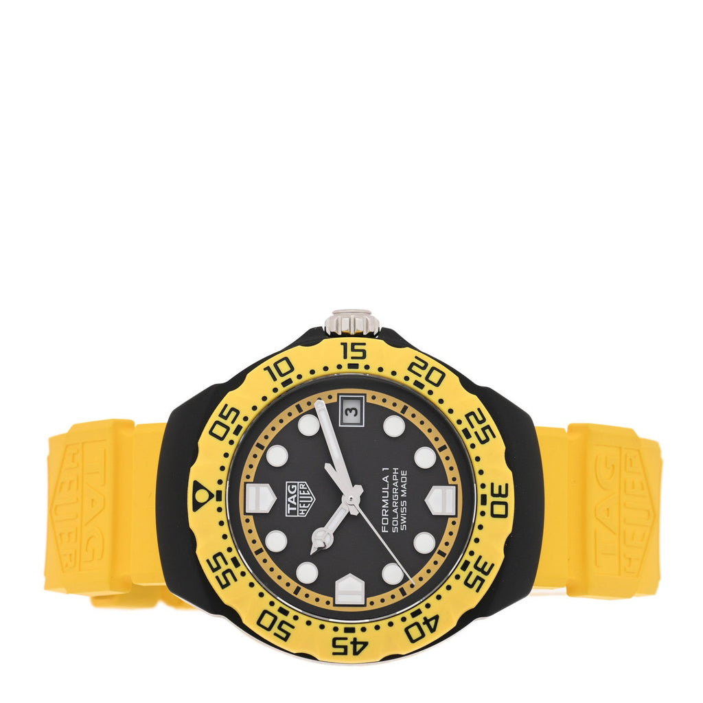 DLC Stainless Steel Rubber 38mm Formula 1 Solargraph Quartz Watch Black Yellow WBY1117