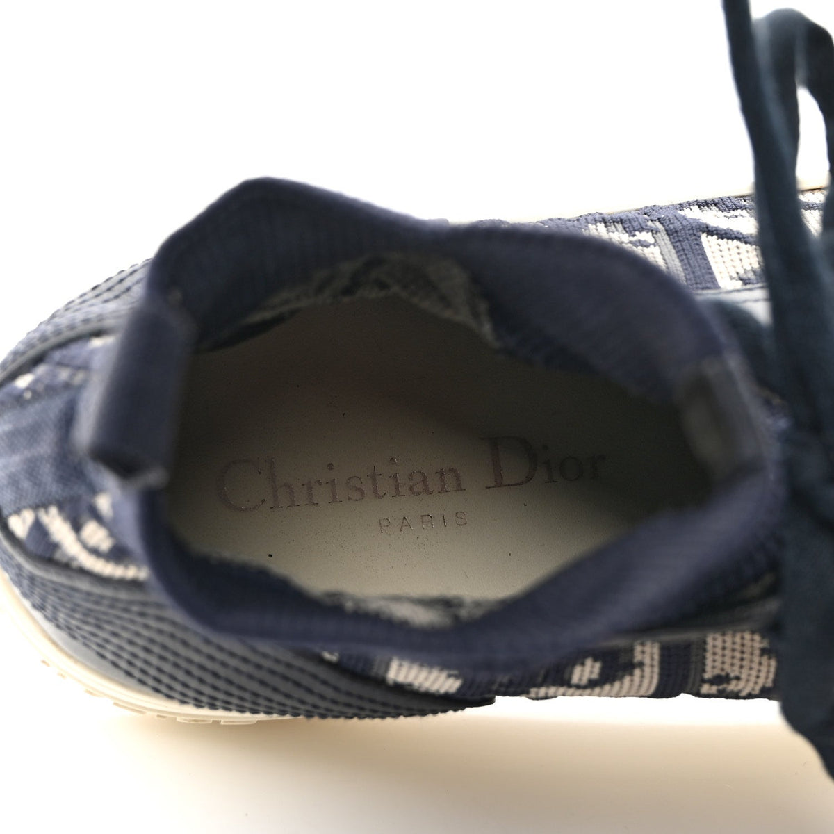 Technical Knit Calfskin Oblique Womens Walk'n Dior Mid Top Sneakers 35 Deep Blue