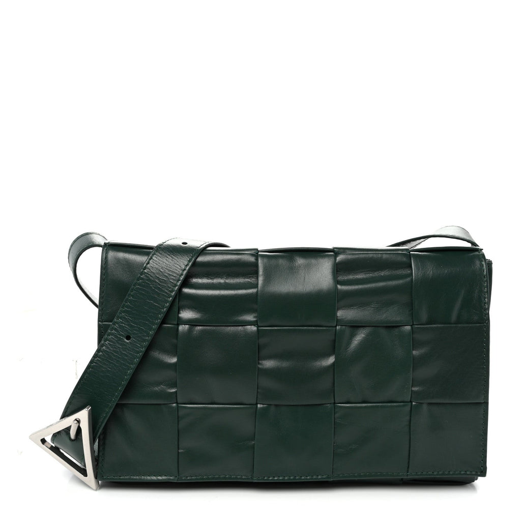 Paper Calfskin Maxi Intreccio Small Cassette Crossbody Bag Raintree