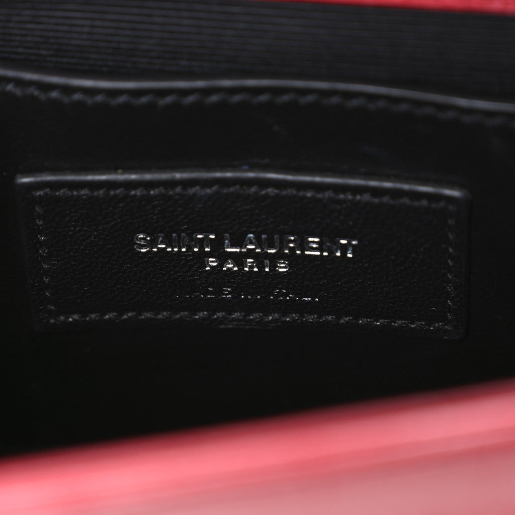 Calfskin Crocodile Embossed Small Classic Monogram Kate Tassel Satchel Red