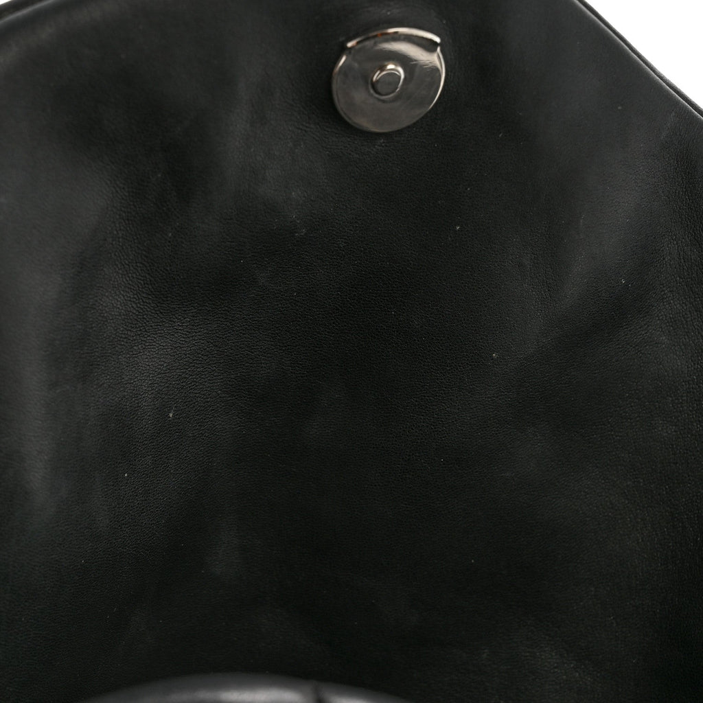 Lambskin Quilted Medium Loulou Puffer Monogram Chain Satchel Black