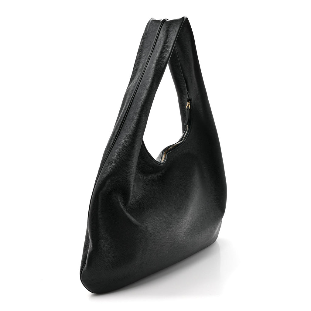 Grained Calfskin Medium Everyday Shoulder Bag Bottle Green