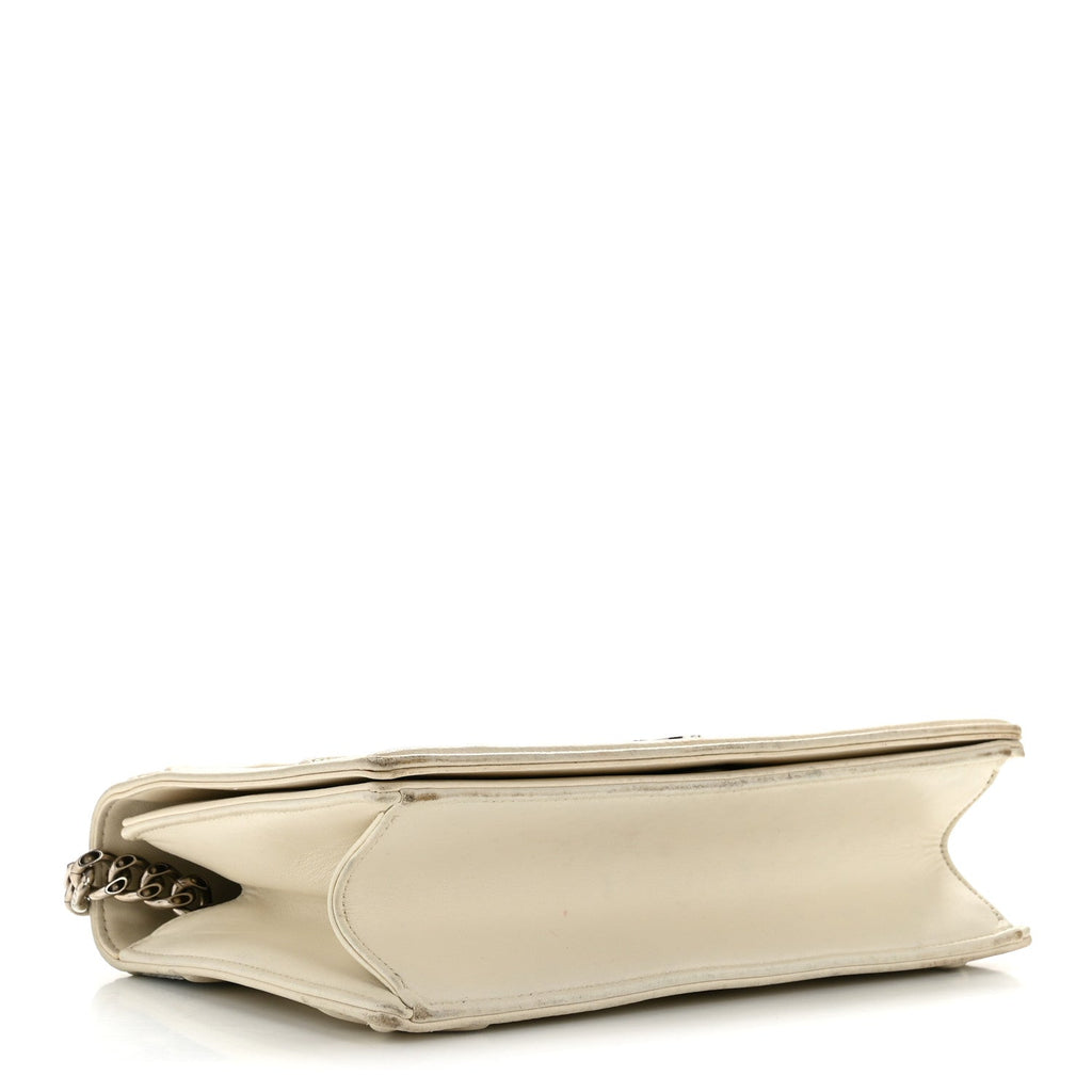 Lambskin Sequin Medium Diorama Flap Bag White