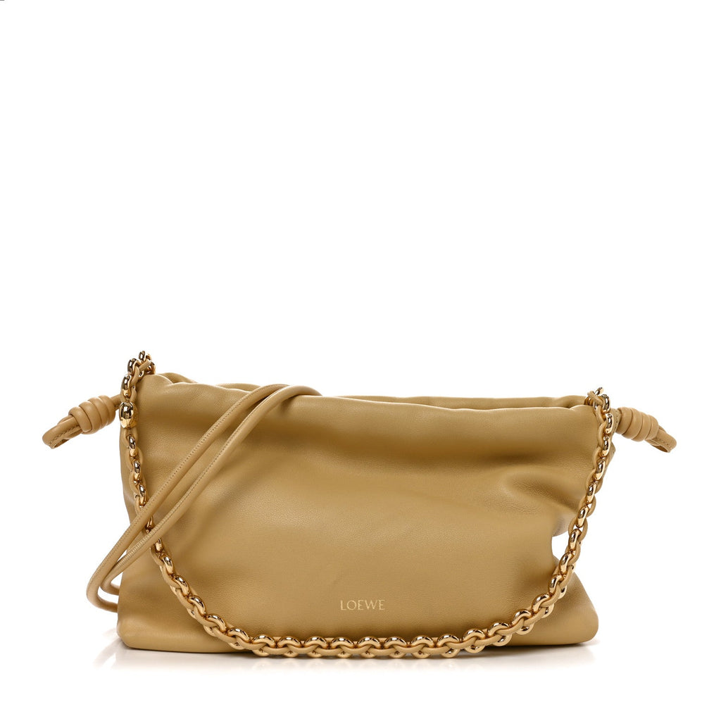 Mellow Nappa Medium Donut Chain Flamenco Knot Clutch Sahara