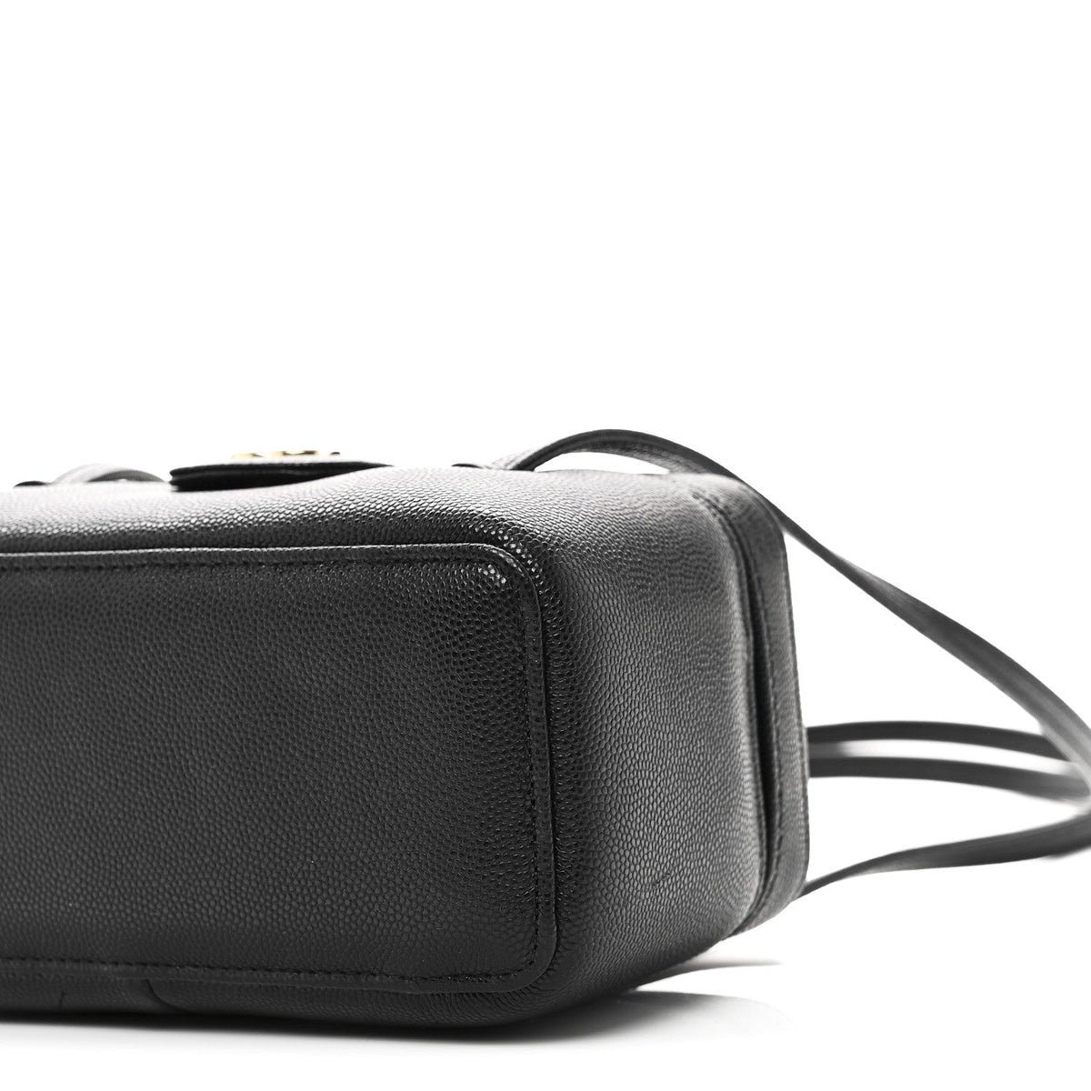 Shiny Caviar Preppy Coco Long Vanity With Strap Black