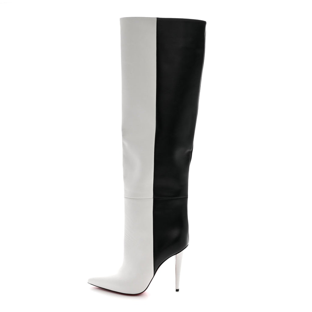 Calfskin Astrilarge 100 Knee Boots 37 Black White