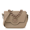 Grained Calfskin La Medusa Flap Shoulder Bag Taupe
