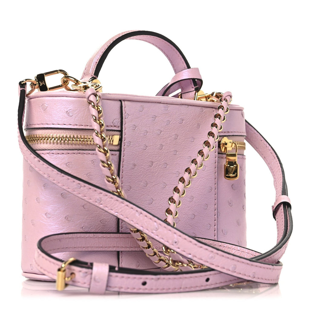 Ostrich Vanity Chain Pouch Pink