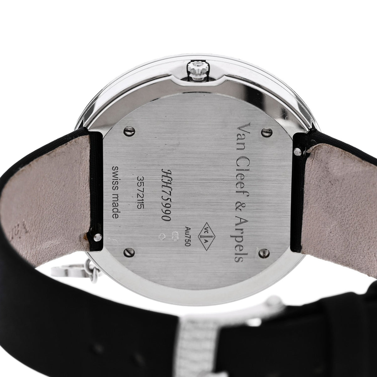 18K White Gold Satin Diamond Pave Bezel 38mm Charms Quartz Watch