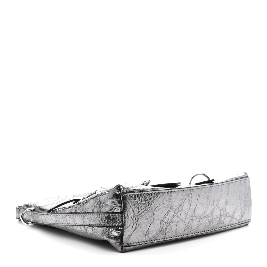 Metallic Calfskin Small Voyou Bag Silver