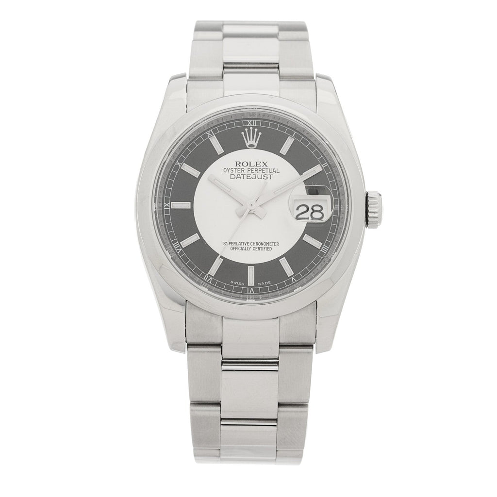 Stainless Steel 36mm Oyster Perpetual Datejust Watch Tuxedo 116200