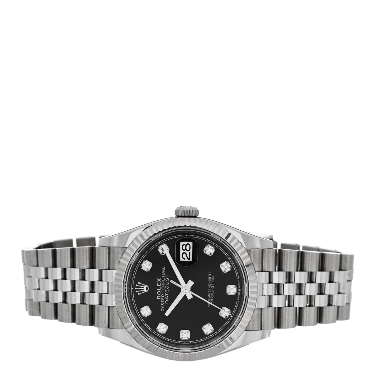 Stainless Steel 18K White Gold Diamond 36mm Oyster Perpetual Datejust Watch Black 126234