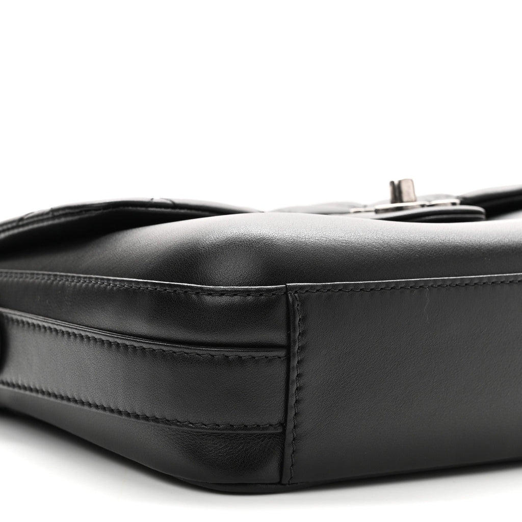 Calfskin Quilted Medium Rock My Shoulder Flap Black