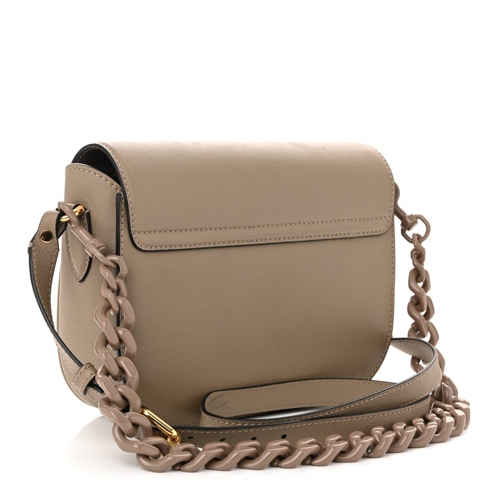 Grained Calfskin La Medusa Flap Shoulder Bag Taupe