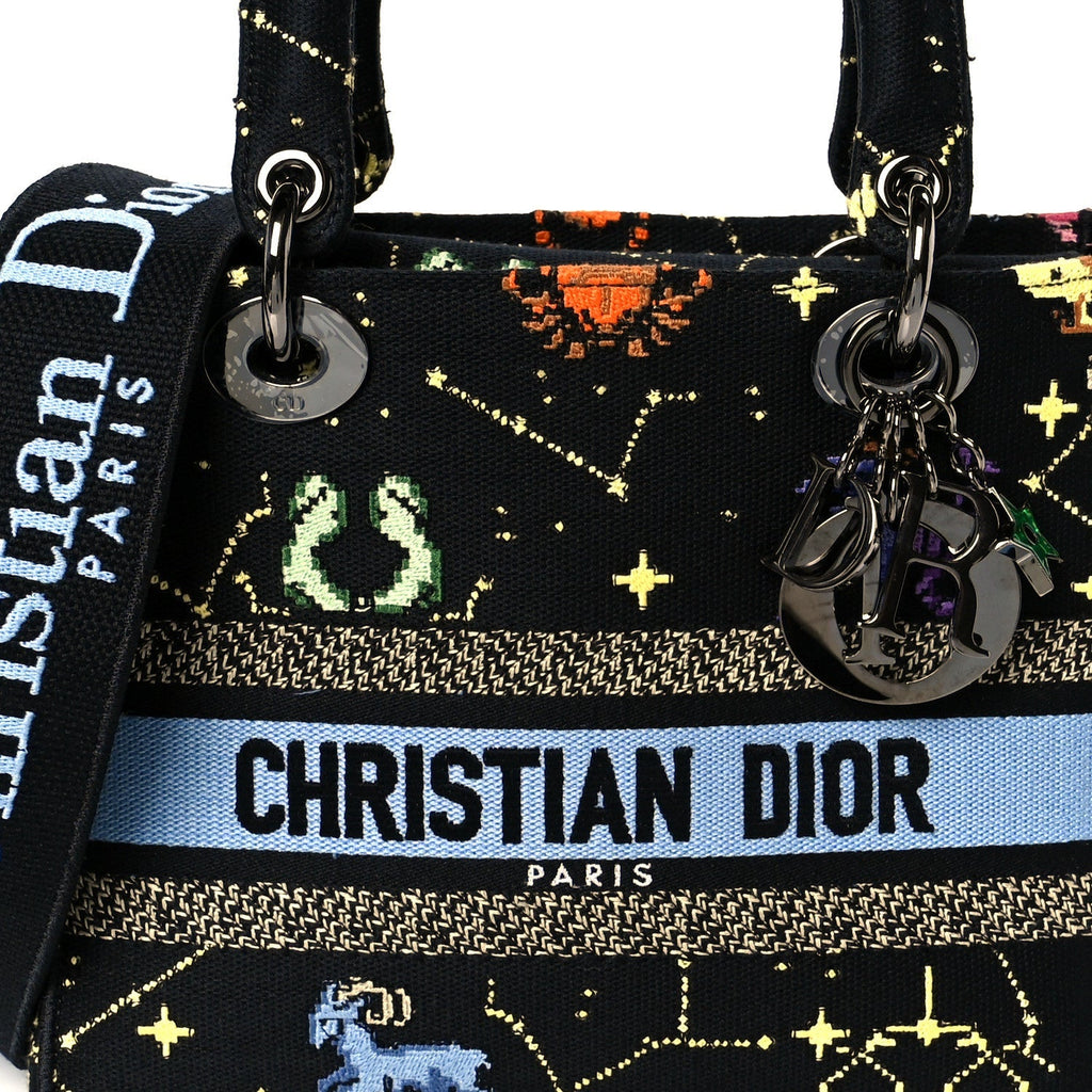 Canvas Pixel Zodiac Embroidered Medium Lady D-Lite Nero Multicolor