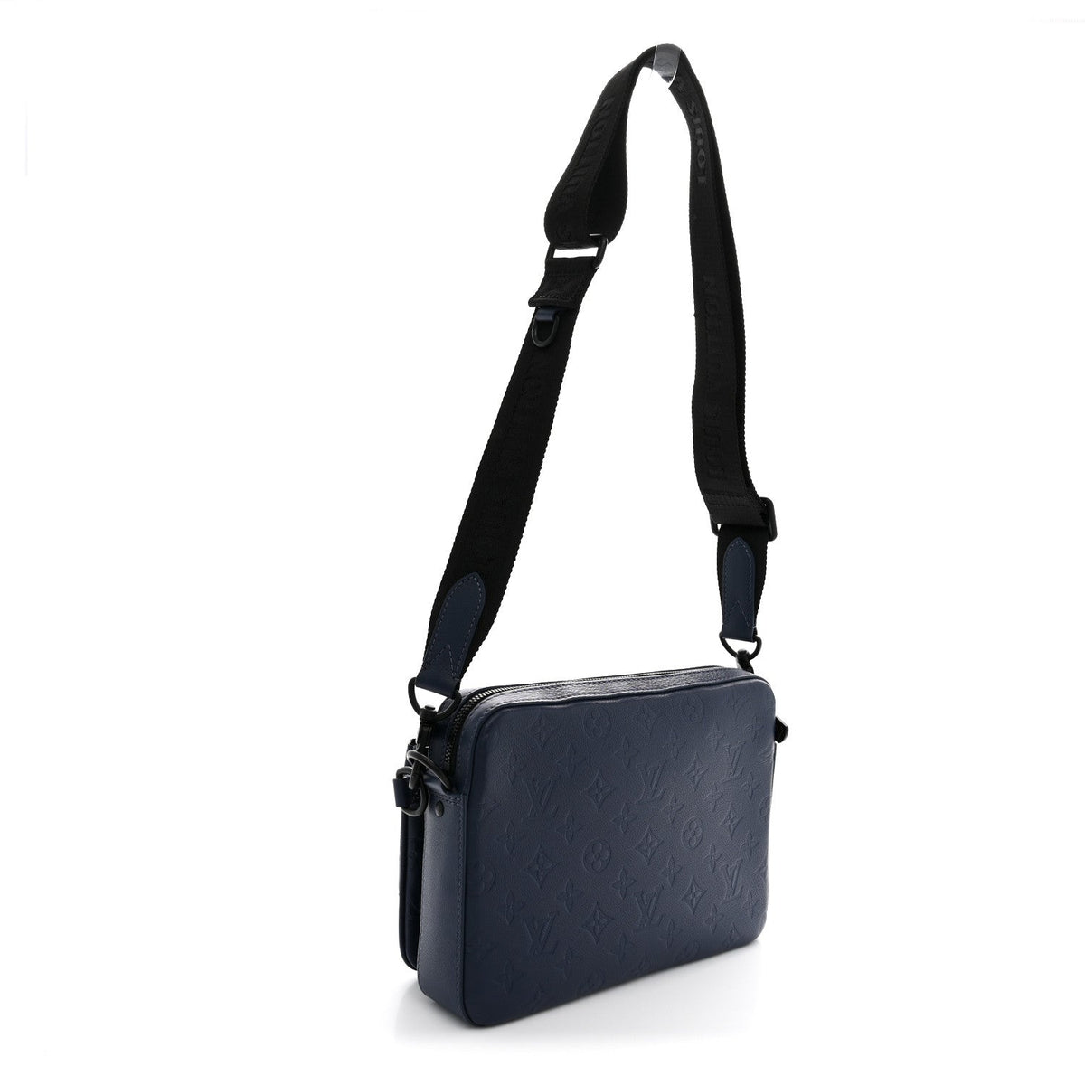 Calfskin Monogram Shadow Trio Messenger Navy