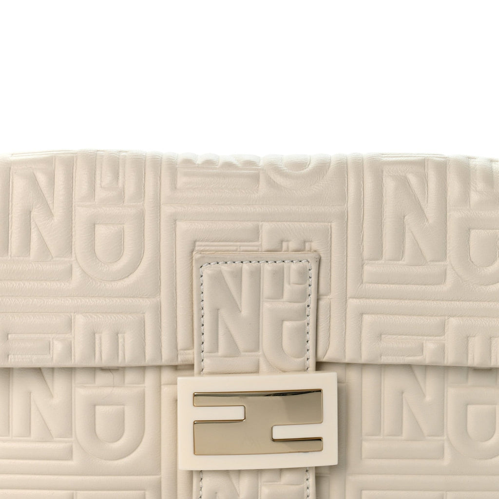 Nappa Logo Embossed Baguette White