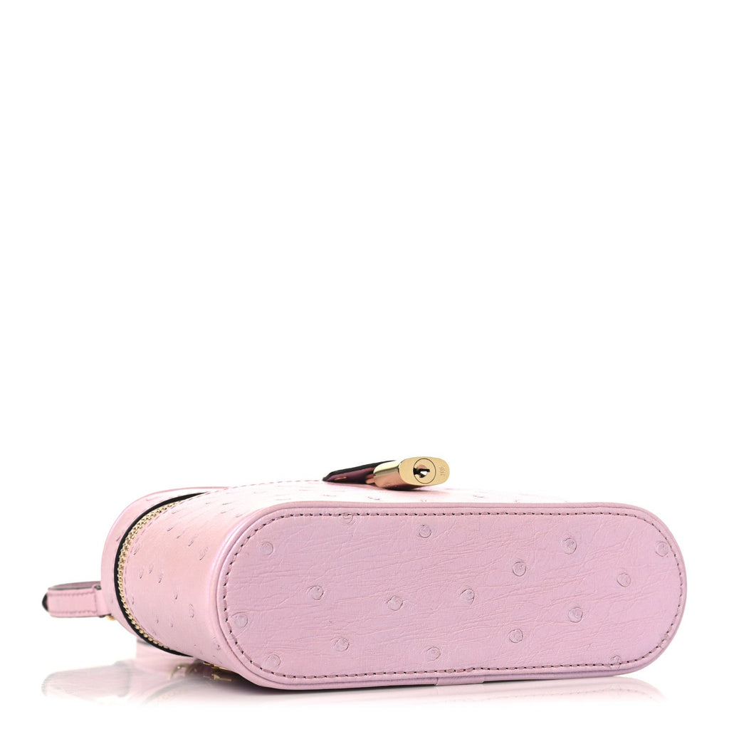 Ostrich Vanity Chain Pouch Pink