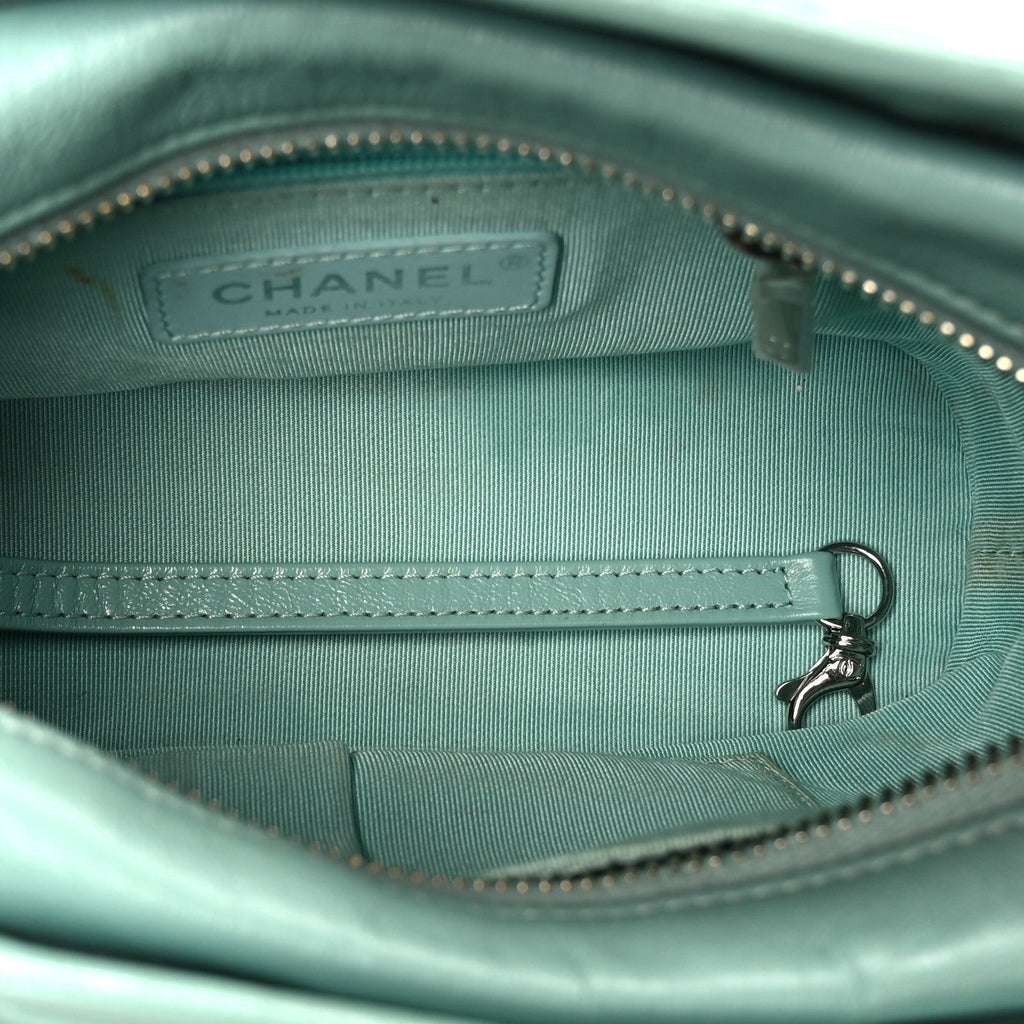 Aged Calfskin Quilted Small Gabrielle Hobo Green