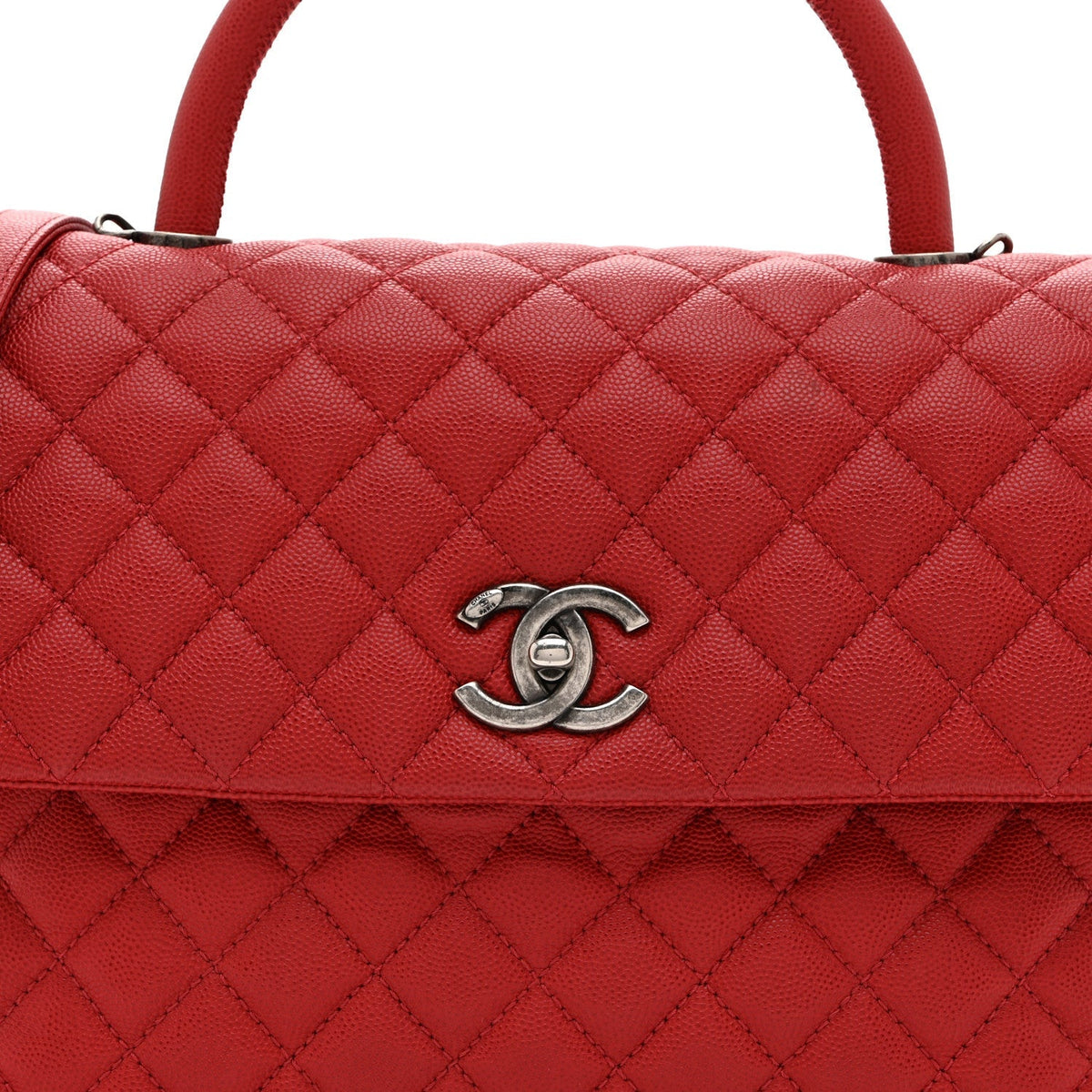 Caviar Quilted Medium Coco Handle Flap Red